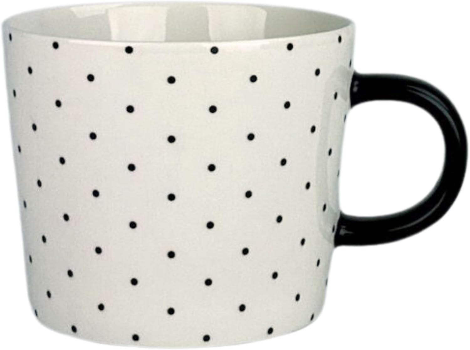 Ten Strawberry Street Oogle Polka Dot Mug 13 fl oz, Black/White (Set of 4)
