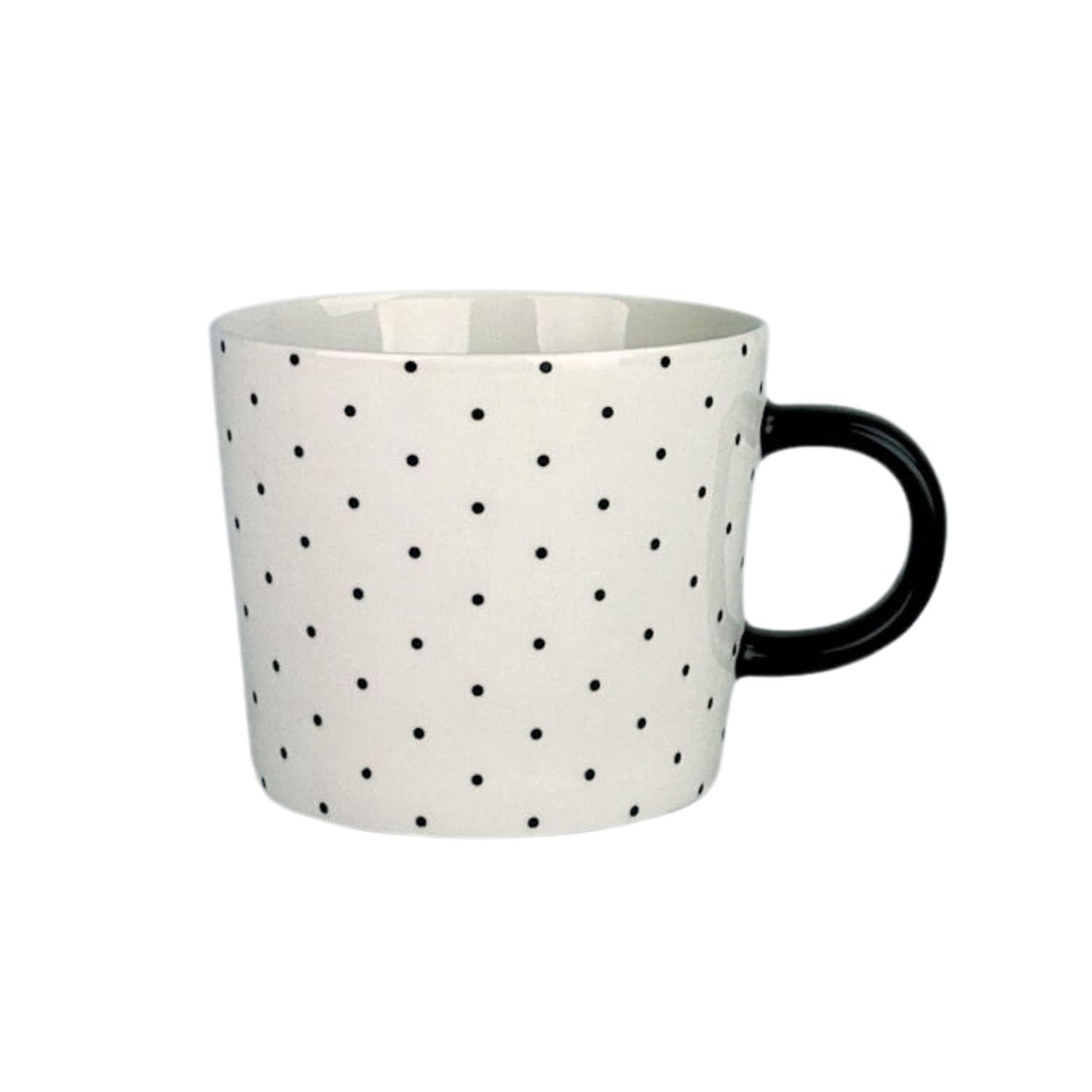 Ten Strawberry Street Oogle Polka Dot Mug 13 fl oz, Black/White (Set of 4)