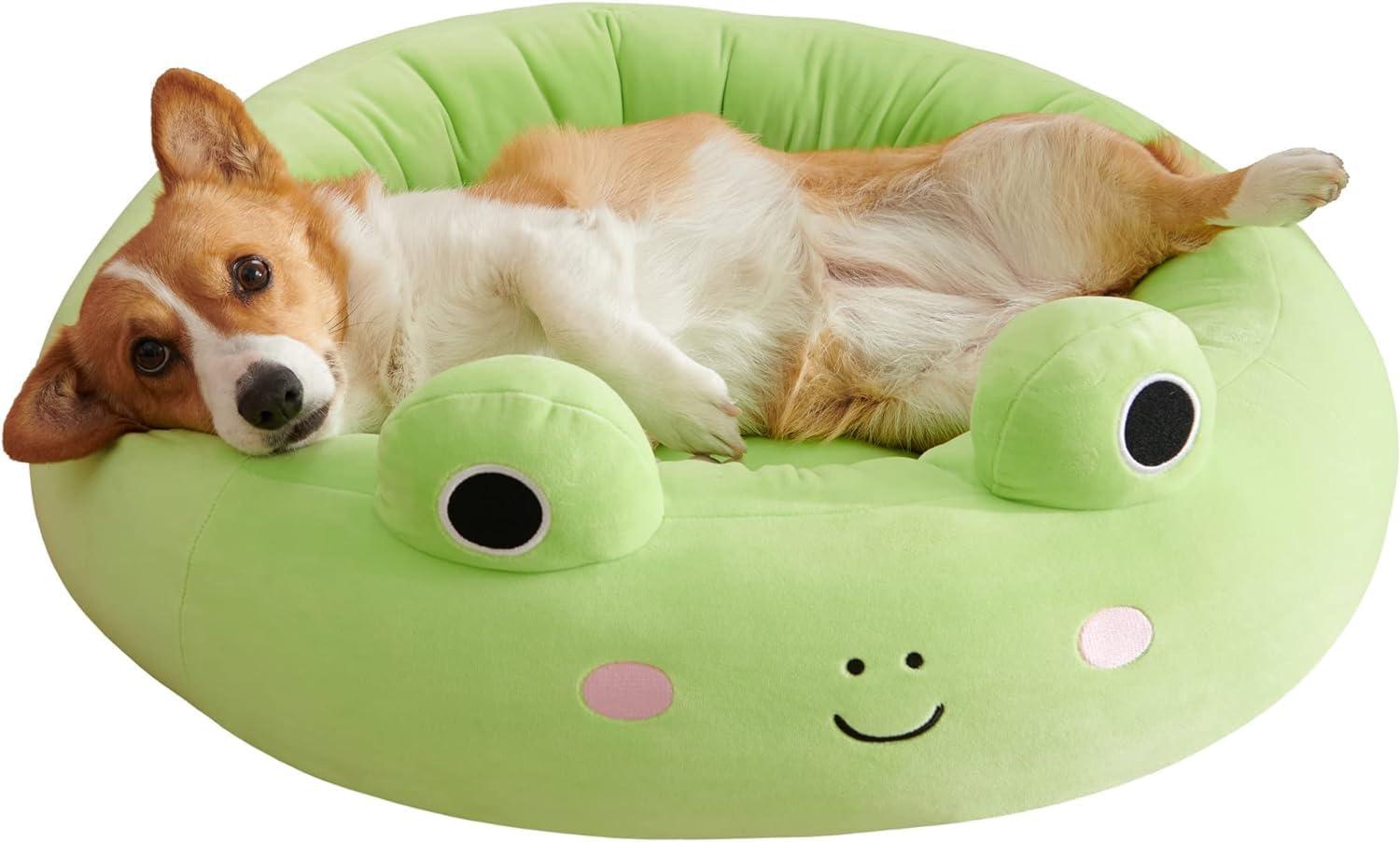 Small Green Frog Polyester Fiber Pet Bed