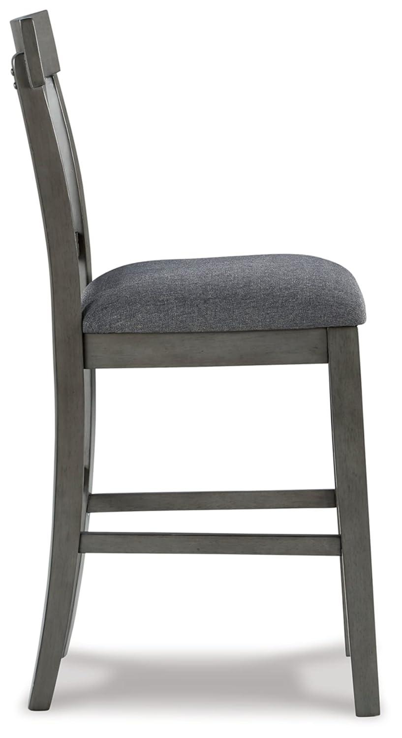 Signature Design by Ashley Hallanden Counter Height Upholstered Barstool, Set of 2, Two-Tone Gray