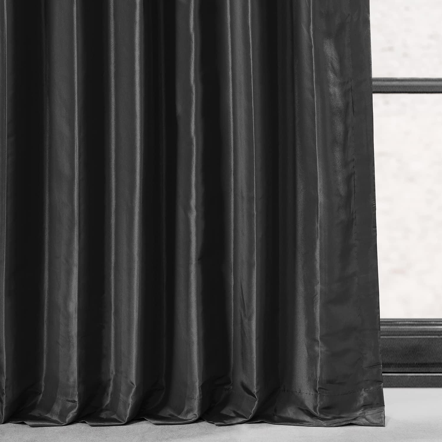 Platinum Blackout Faux Silk Taffeta Curtain (1 Panel), Platinum, 50W X 84L