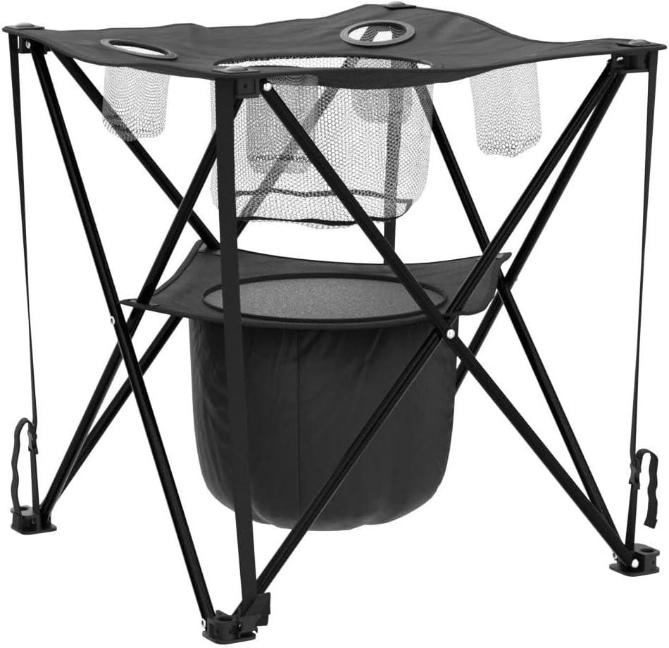 Mind Reader Tailgating Table Collapsible Folding Camping Table with Insulated Cooler, Food Basket, and Travel Bag for Barbeque, Picnic, Camping, and Tailgate