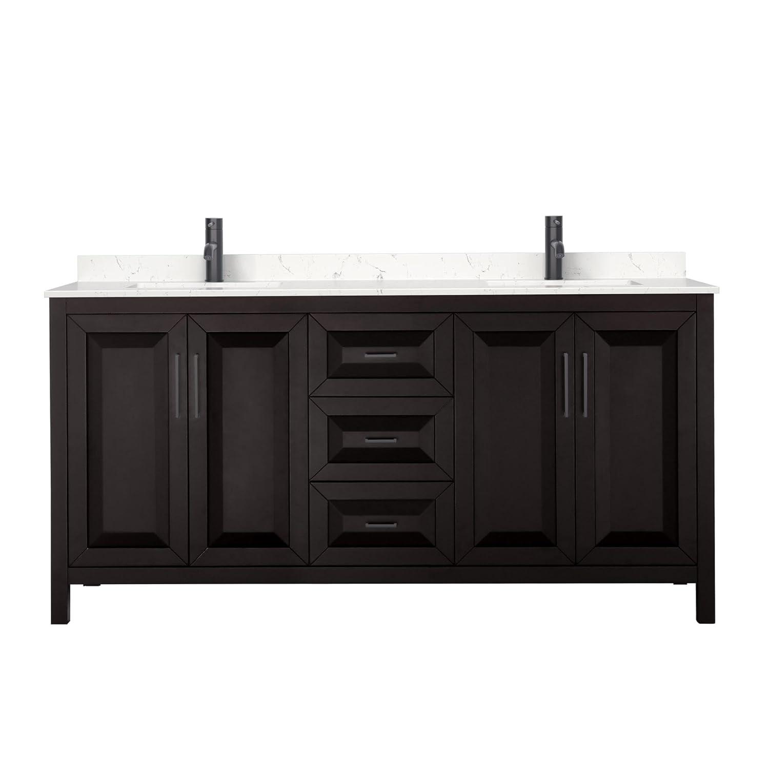 Wyndham Collection Daria 72'' Double Bathroom Vanity with Carrara Marble Top