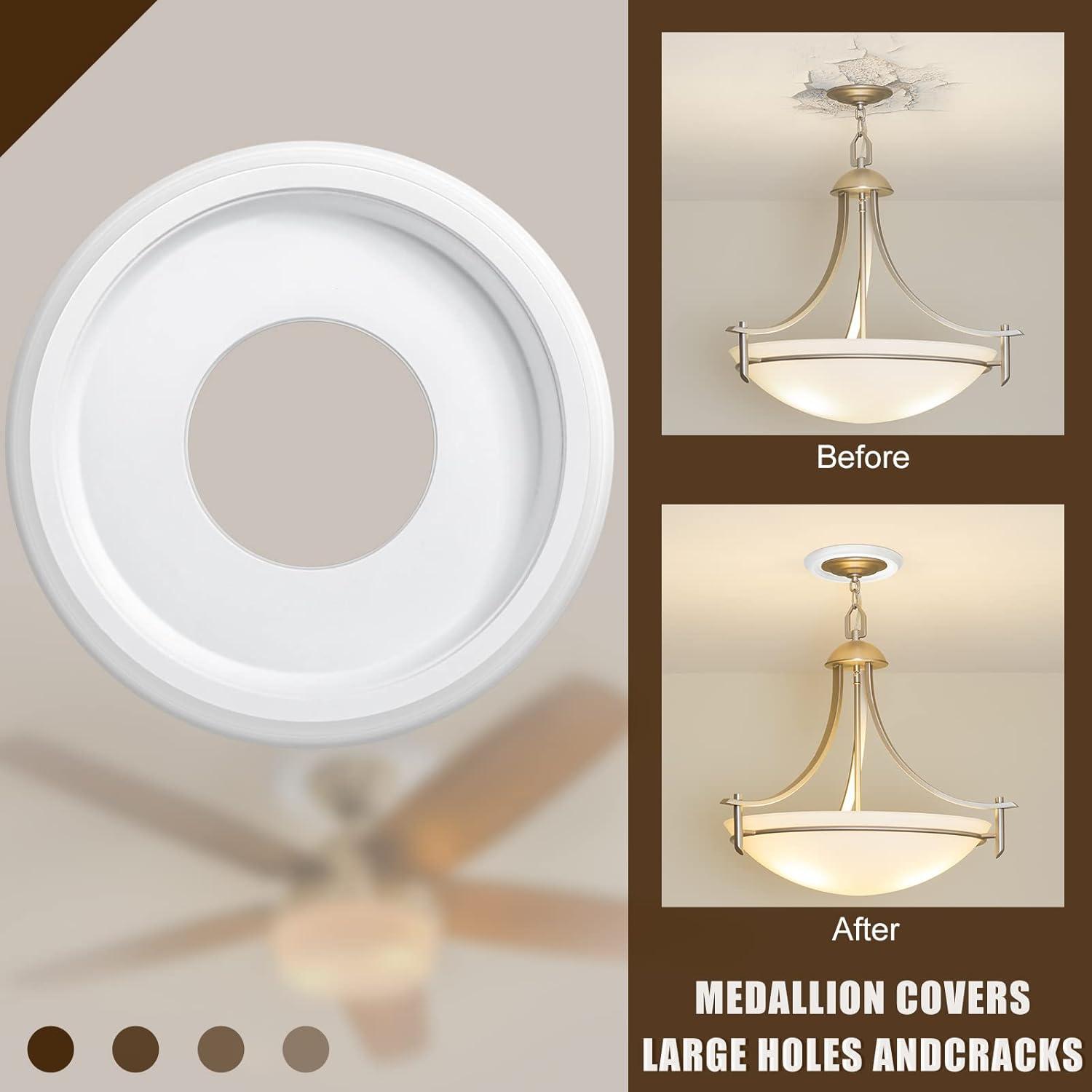 Smooth White Polyurethane Round Ceiling Medallions, 9.75-Inch, Set of 4