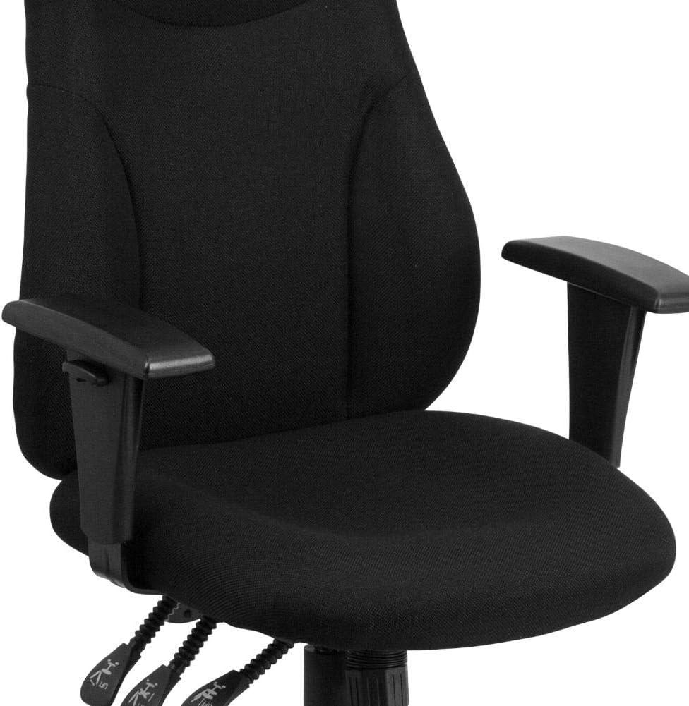 High Back Black Fabric Ergonomic Swivel Task Chair with Adjustable Arms