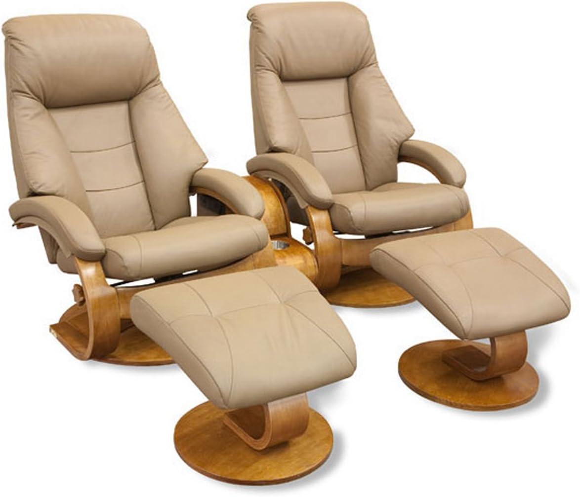 Relax-R™ Montreal Recliner and Ottoman in Sand Top Grain Leather