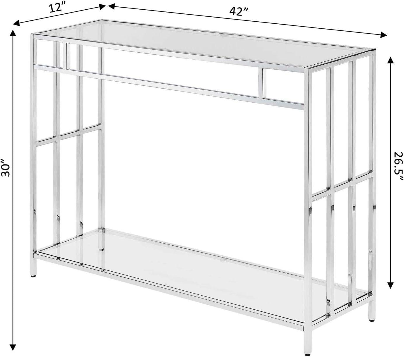 Convenience Concepts Mission Console Table in Mirrored Glass and Chrome Frame