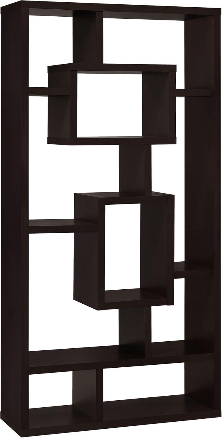 Howie Espresso 10-Shelf Geometric Bookcase