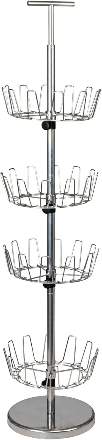 Household Essentials 4 Tier Shoe Tree Silver: Iron Frame Shoe Rack, Holds 24 Pairs, Freestanding Shoe Storage Solution