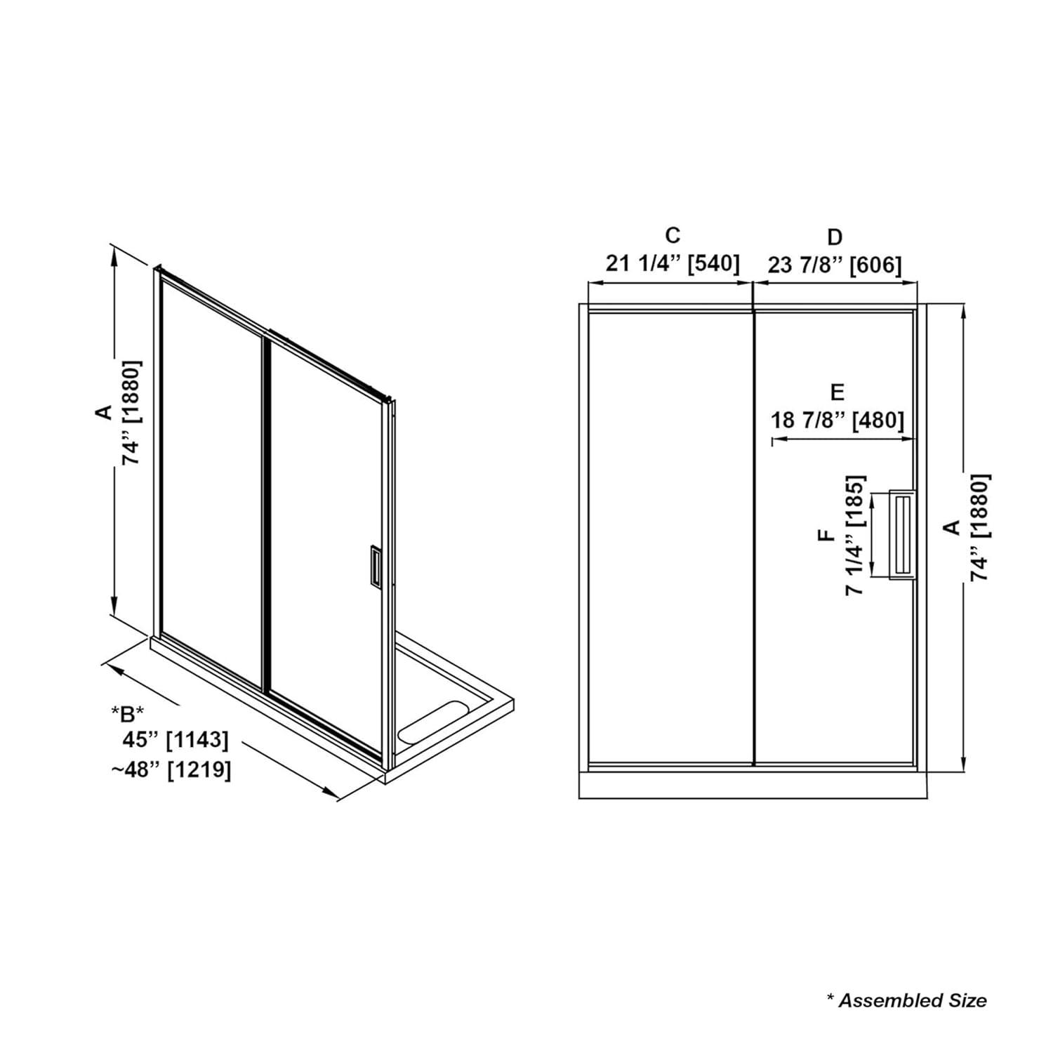 Ove Decors Stanford 48 In. W X 74 In. H Sliding Clear Straight Alcove Shower Door