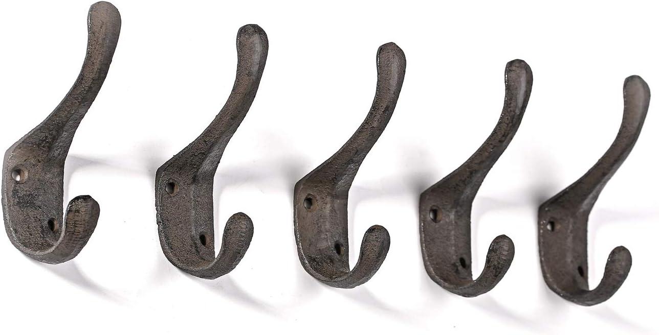 Antique Black Cast Iron Spoon Wall Hooks Set