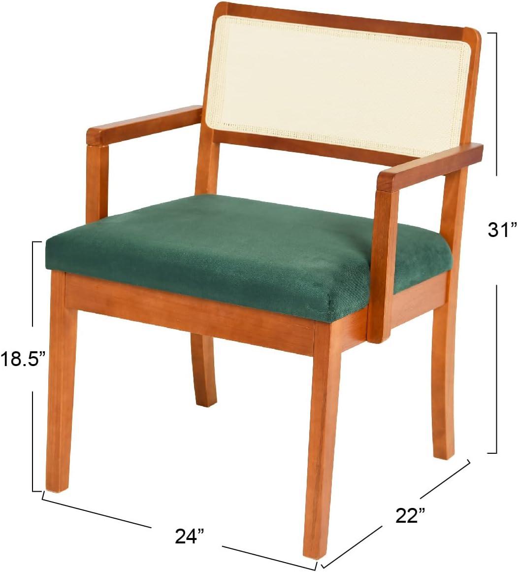 Dark Green Velvet Mid-Century Modern Accent Chair