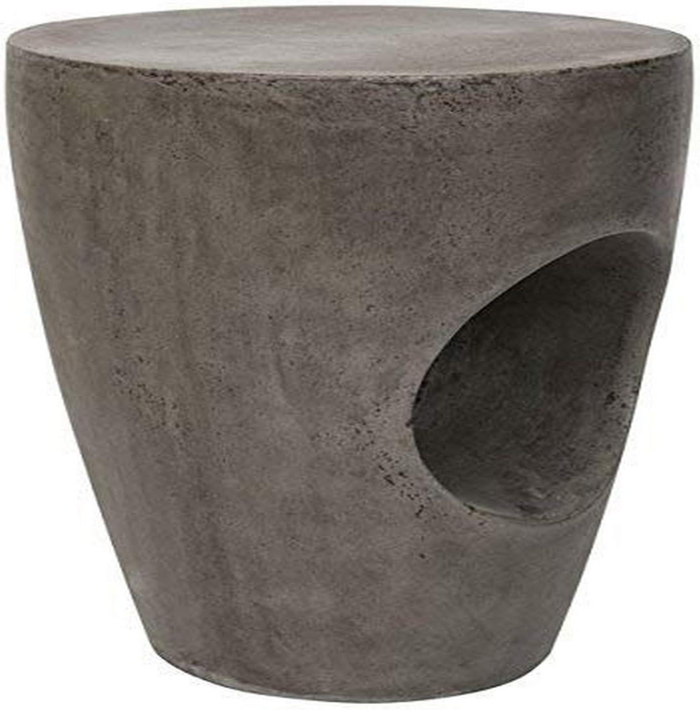 Transitional Aishi 14" Round Acrylic Gray-Brown Accent Table