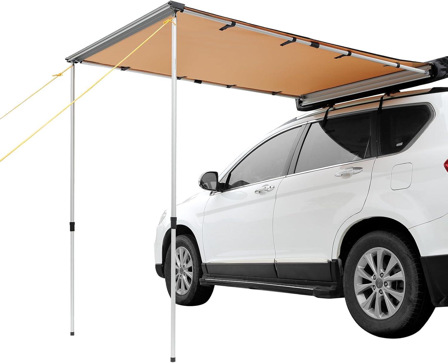 VEVOR 4.6x6.6ft Beige Polyester Retractable Vehicle Awning