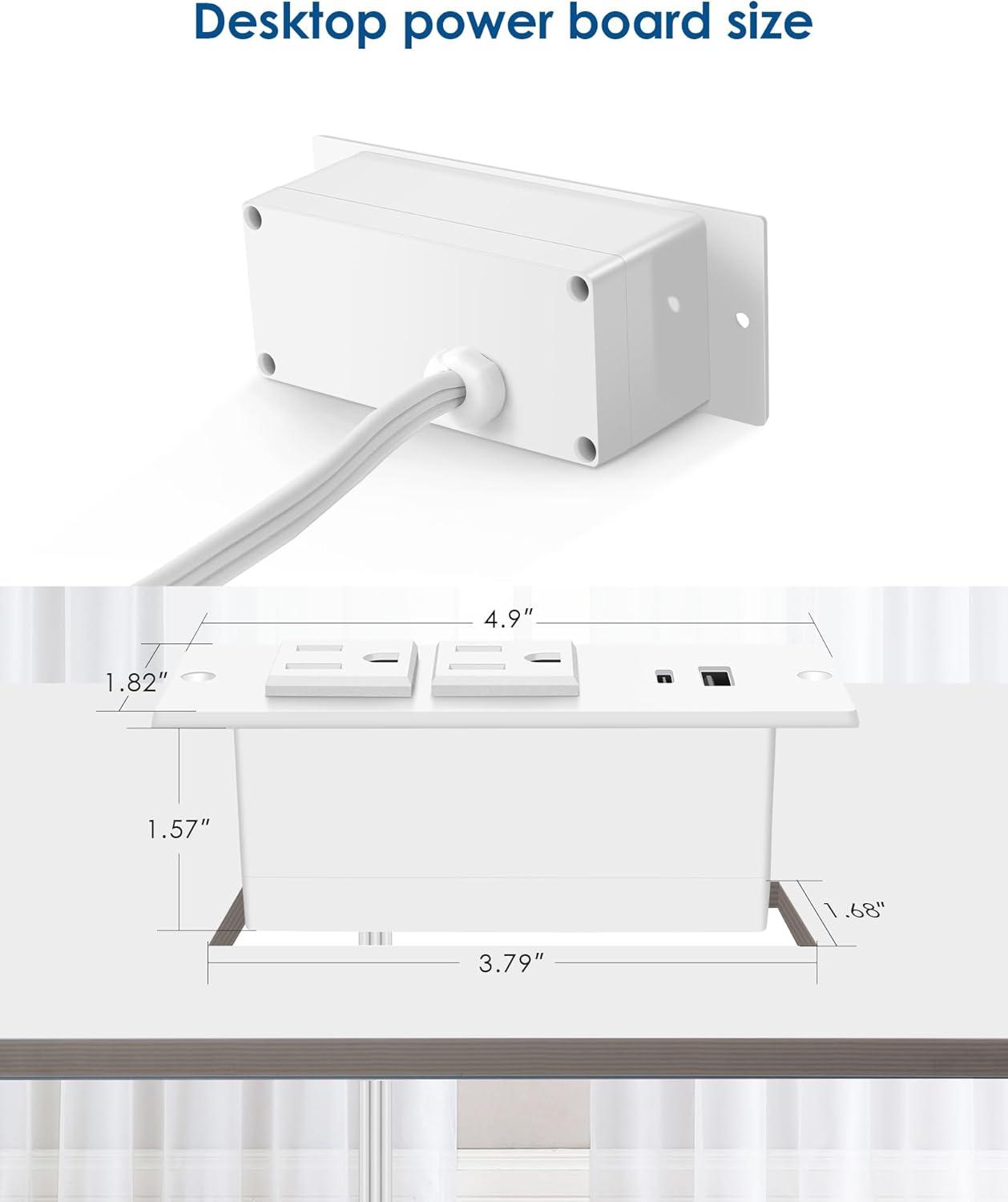 Recessed Power Strip with USB C 20W PD, Conference Flush Mount Desk Outlets Bulit-in Power Socket for Cabinet Nightstand Counter