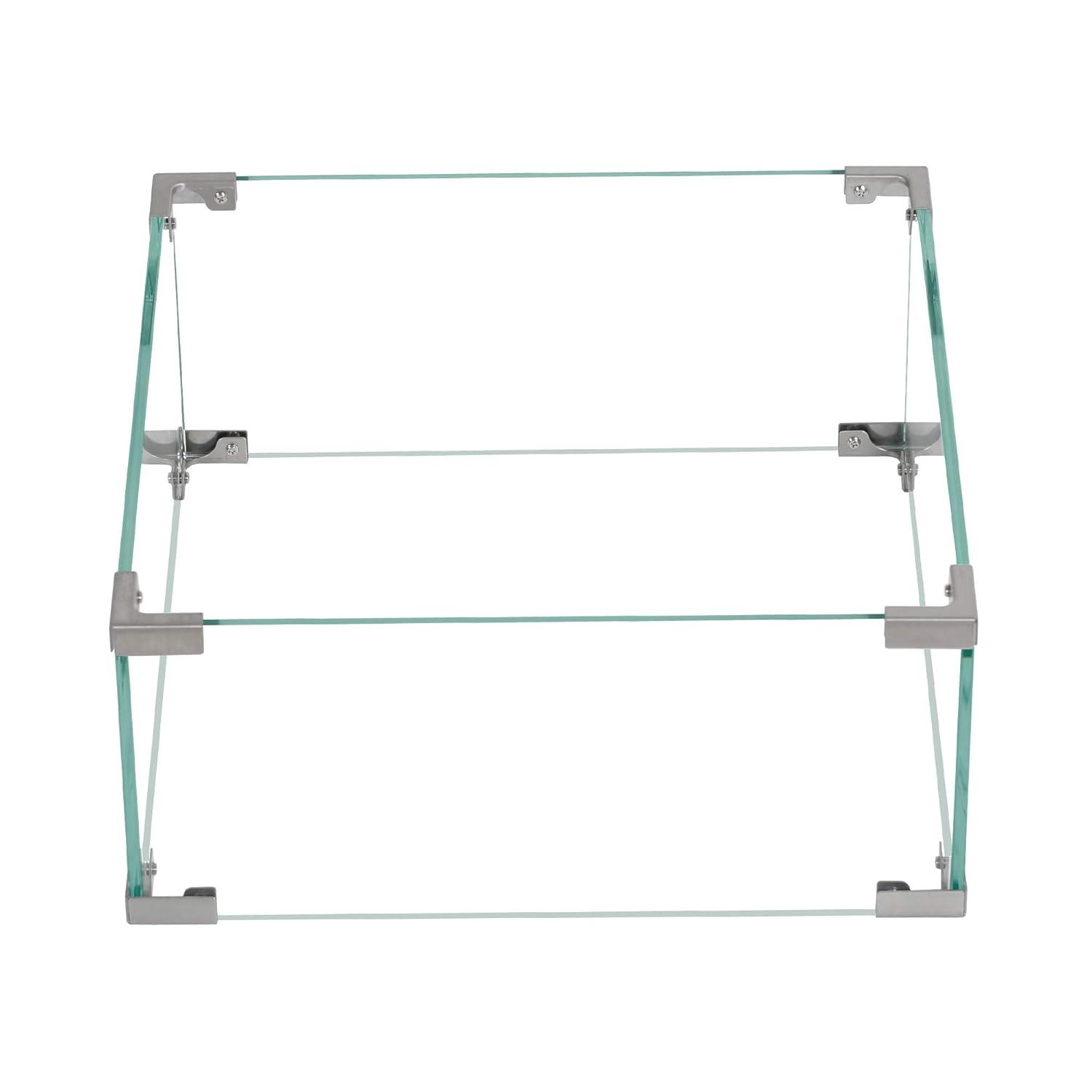 BALI OUTDOORS Fire Pit Wind Guard Fence 18"x 18"x 6" Square Fire Pit Screen Clear Tempered Glass Flame Guard for Propane Fire Pit, Outdoor Fire Column