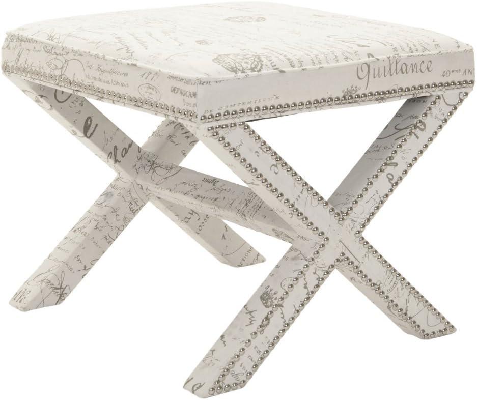 Palmer Ottoman With Silver Nailhead - MCR4589 - Multi/Beige - Safavieh