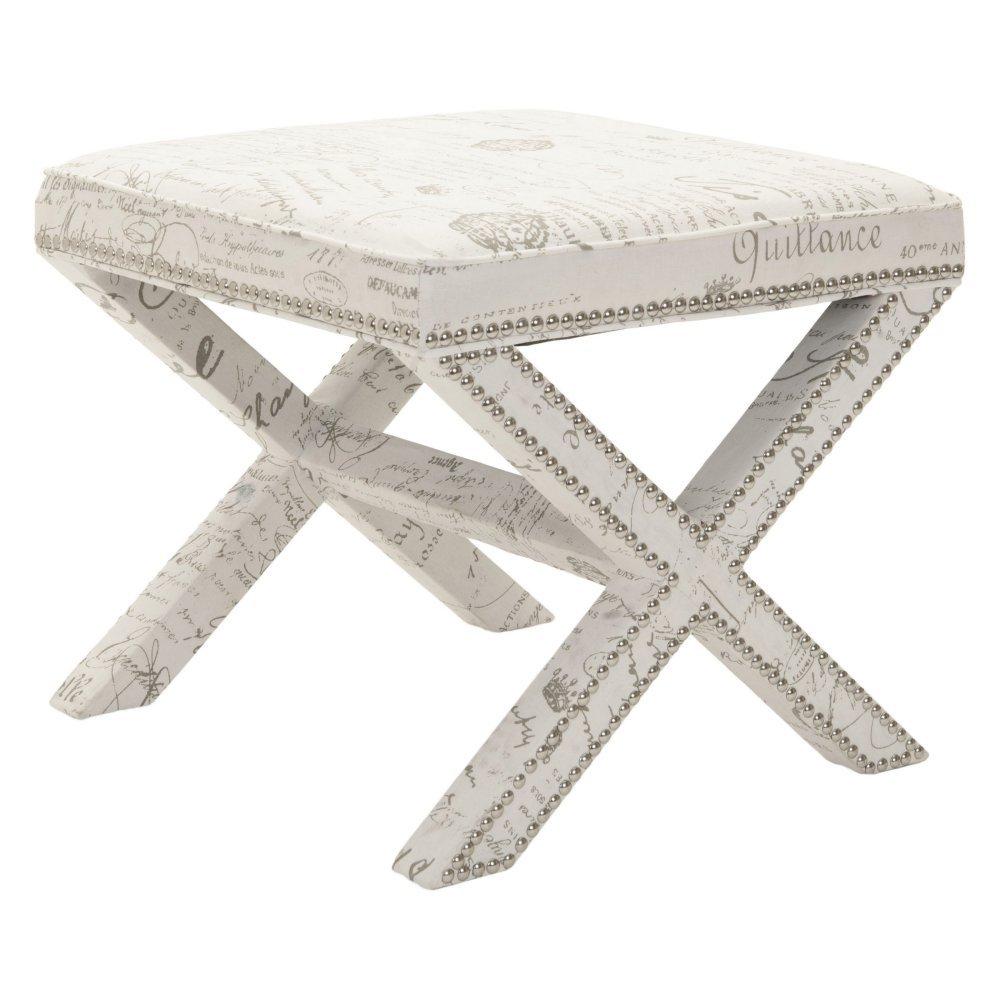 Palmer Ottoman With Silver Nailhead - MCR4589 - Multi/Beige - Safavieh