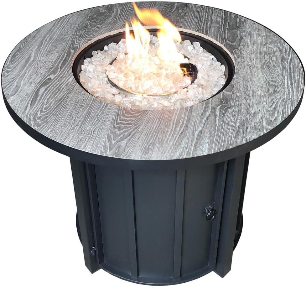 Faux Wood Tile Top Outdoor Patio Fire Pit - AZ Patio Heaters: Steel Construction, 40,000 BTU Heater