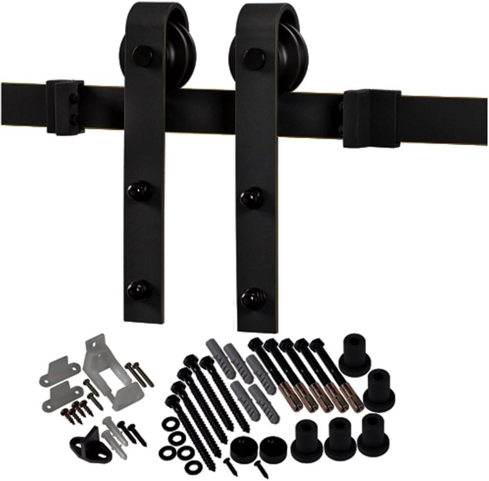 National Door Company, Barn Door Kit Door & Hardware, MDF, 84" x 84", 4-Lite Frosted, Frosted Collection, Universal Handing