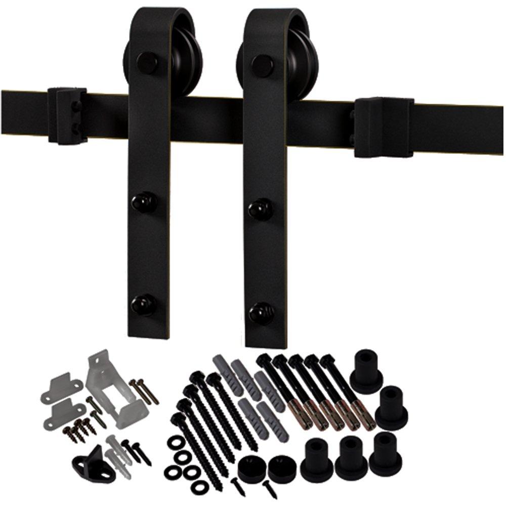 National Door Company, Barn Door Kit Door & Hardware, MDF, 84" x 84", 4-Lite Frosted, Frosted Collection, Universal Handing