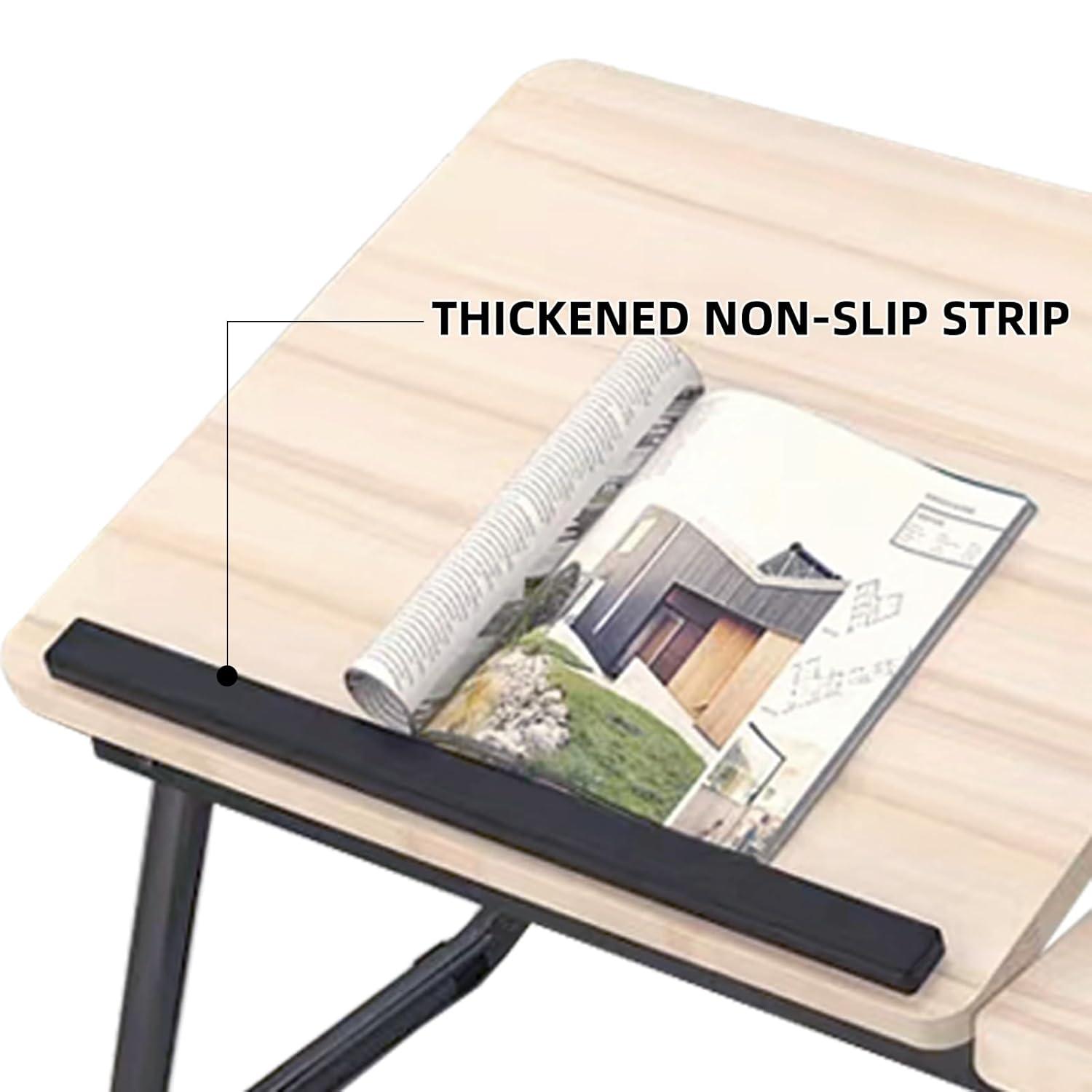 Bed Desk for Laptop, Foldable Laptop Table for Bed and Sofa, Bed Trays for Eating and Laptops with Cup Holder, 5 Levels of Adjustable Height