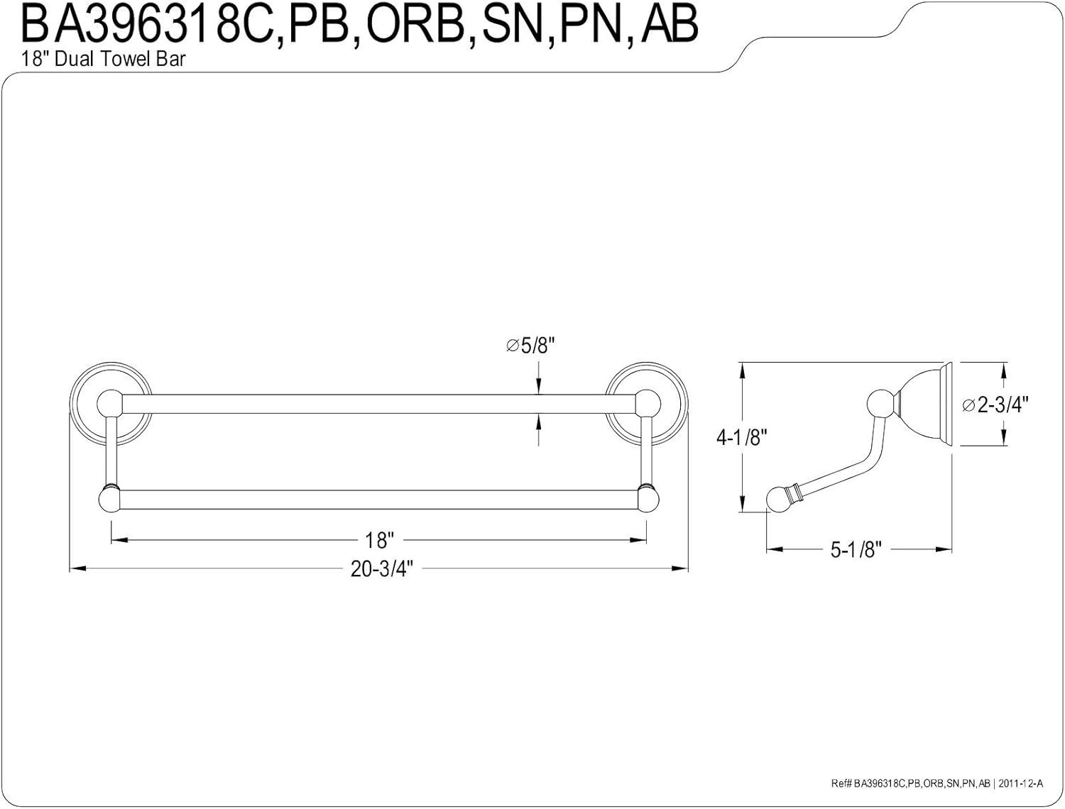 Kingston Brass Restoration 18-Inch Dual Towel Bar