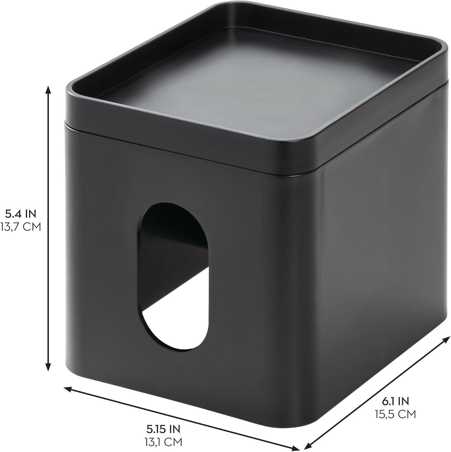 iDesign iDesign Square Tissue Box Cover for Bathroom Vanity - Set of 2 - Black (Set of 2)