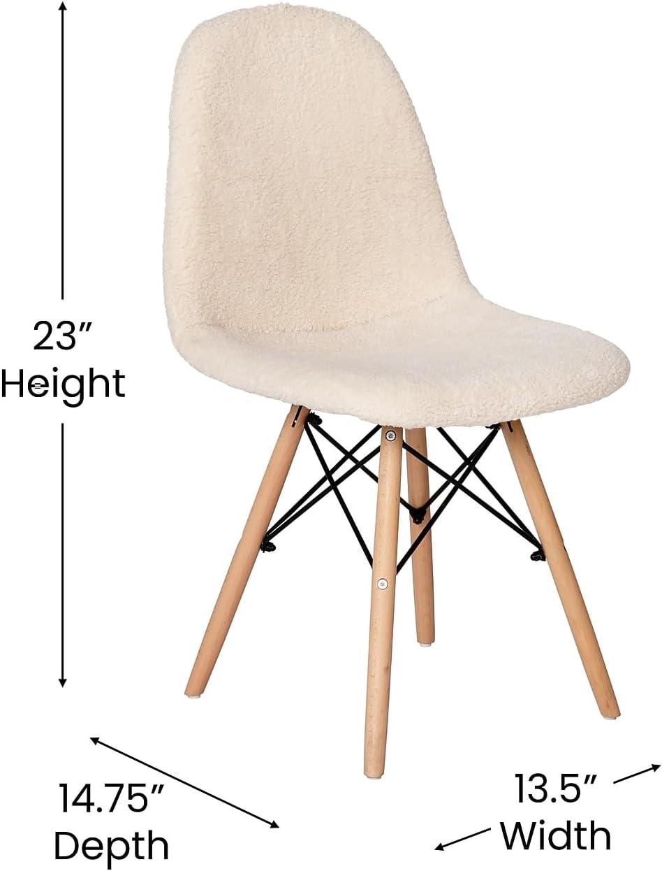 Caroline Armless Faux Shearling Faux Shearling Chairs with Modern Wooden Legs (Set of 2)