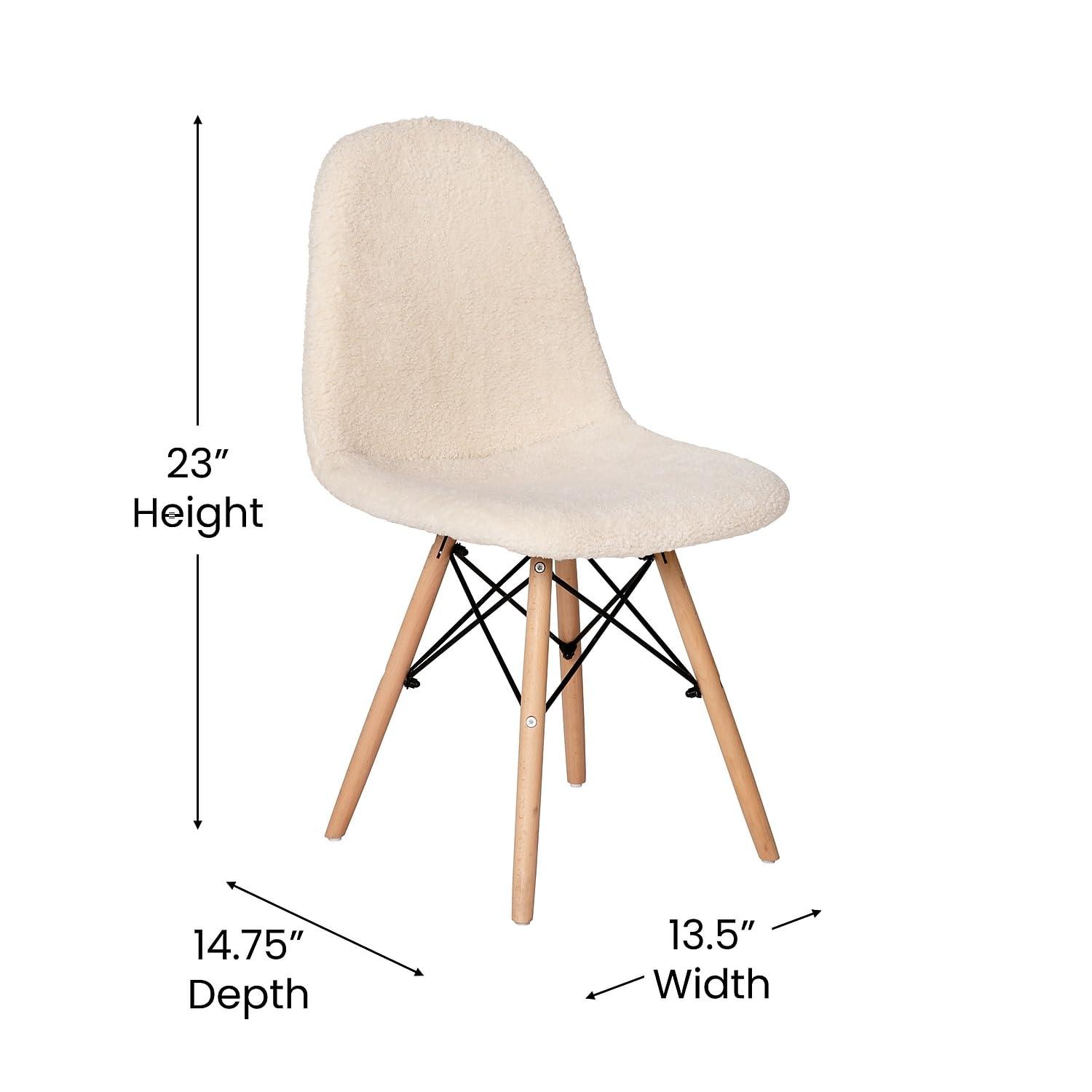 Caroline Armless Faux Shearling Faux Shearling Chairs with Modern Wooden Legs (Set of 2)