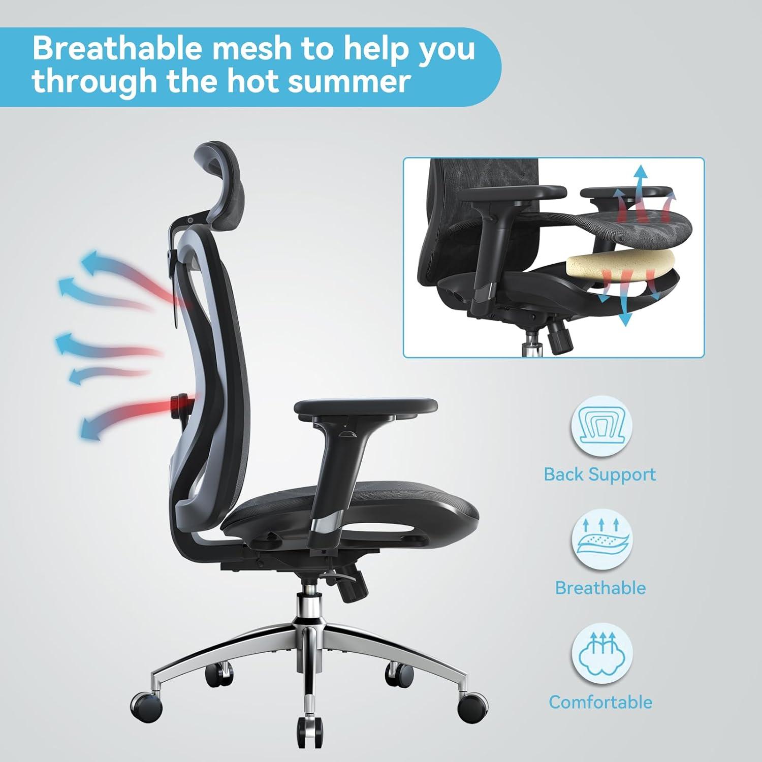 Black High Back Mesh Swivel Office Chair with Adjustable Arms