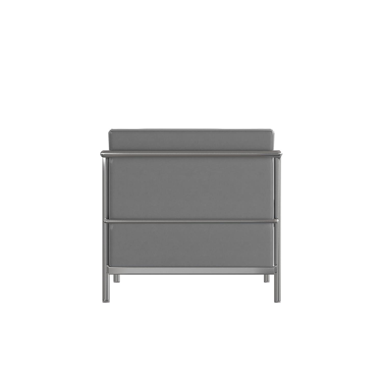 Flash Furniture Hercules Regal Series Contemporary Gray LeatherSoft Chair with Encasing Frame