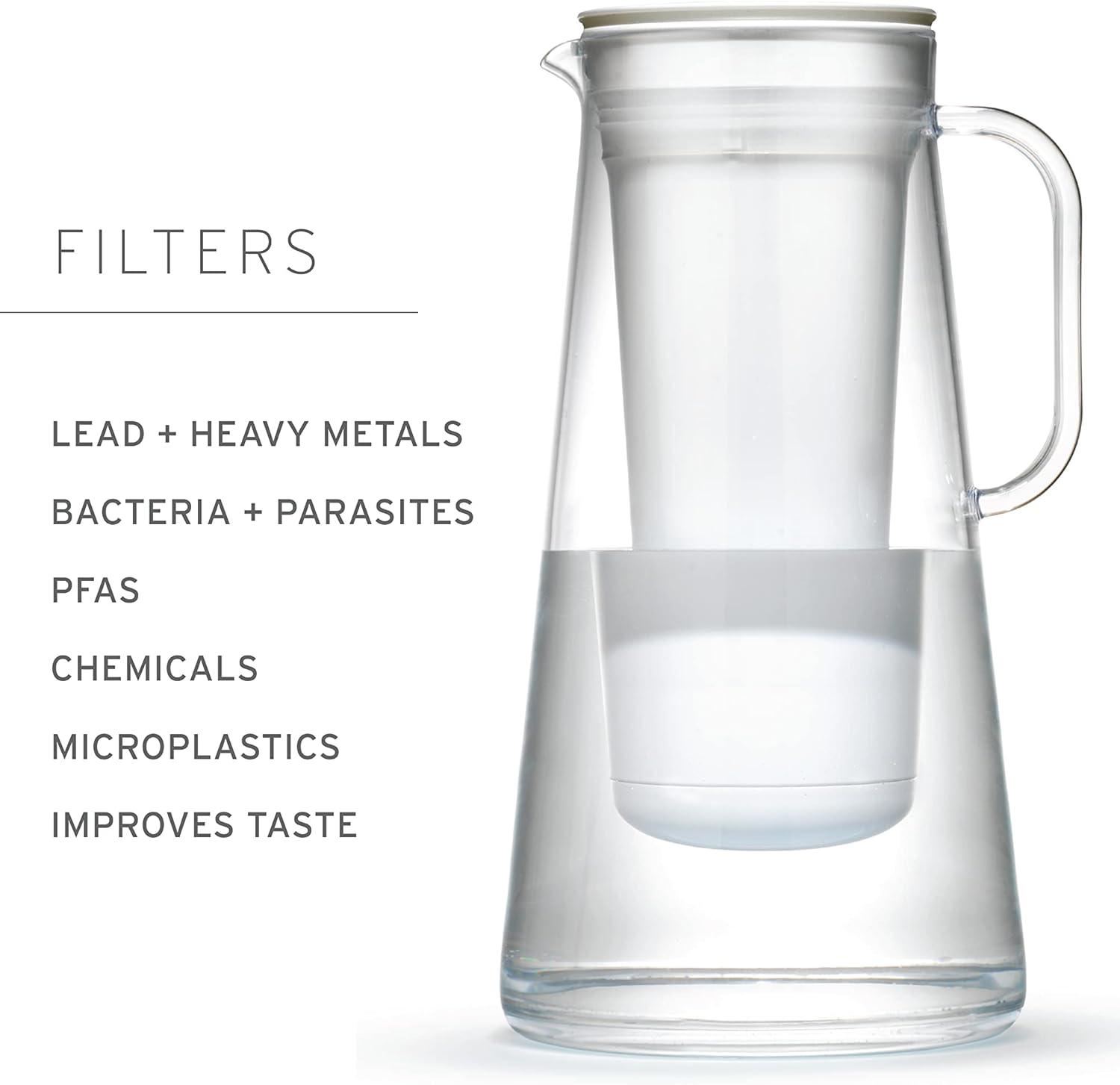 LifeStraw Home 10-Cup Water Filter Pitcher - White: BPA-Free, Filters Lead & Bacteria, Easy-Fill Lid, 1-Year Warranty