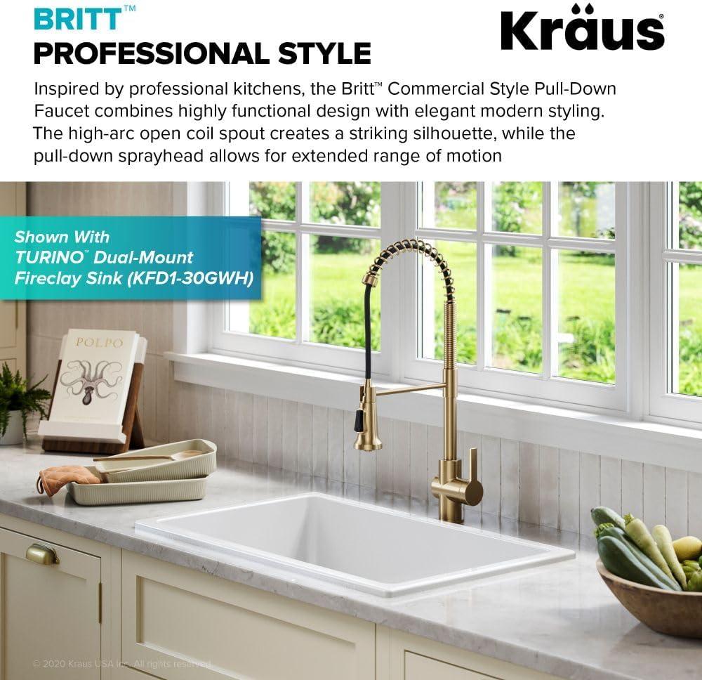 KRAUS Britt Commercial Style Single Handle Pull Down Kitchen Faucet