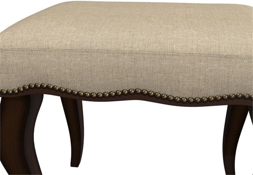 19" Hamilton Backless Upholstered Wood Vanity Stool Burnished Oak/Cream - Hillsdale Furniture