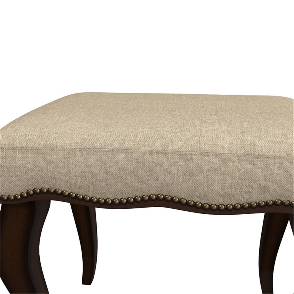 19" Hamilton Backless Upholstered Wood Vanity Stool Burnished Oak/Cream - Hillsdale Furniture