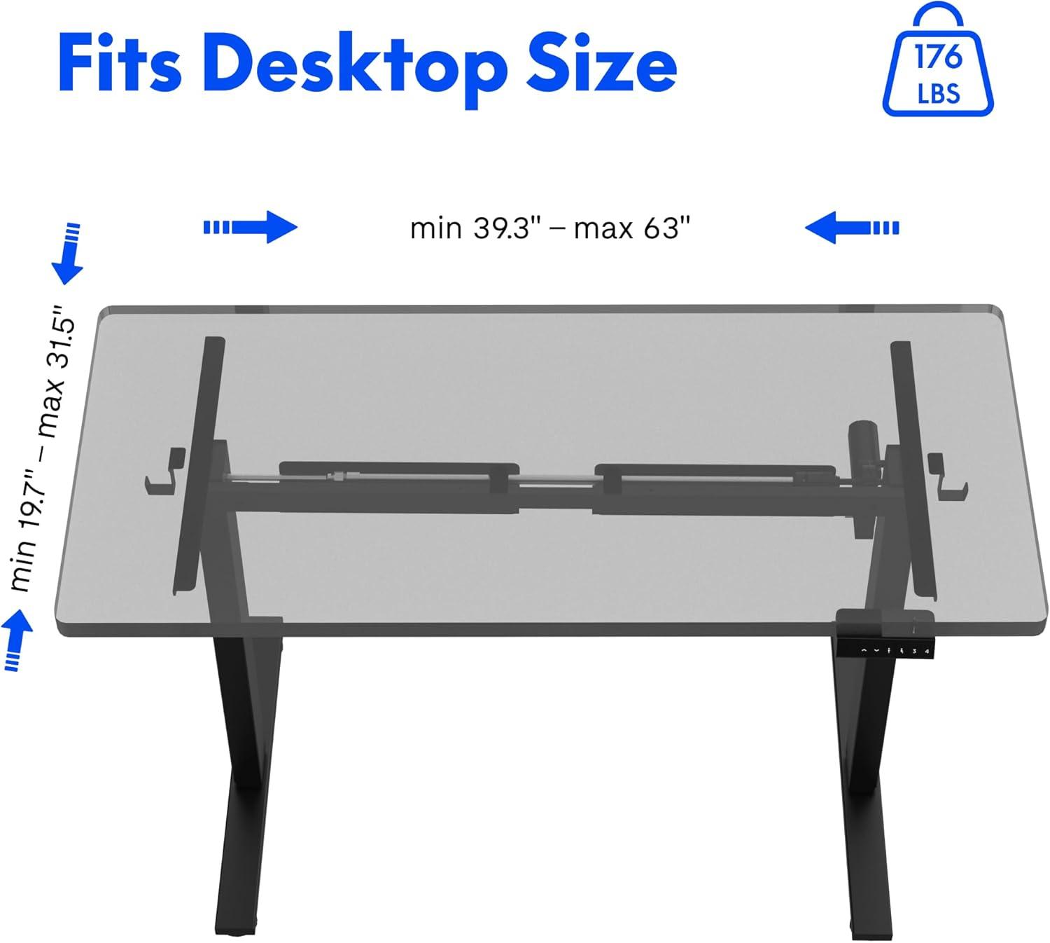 FLEXISPOT Height Adjustable Standing Desk Frame with Memory Controller, Electric Sit Stand Desk Base for Home and Office (Black Frame Only)