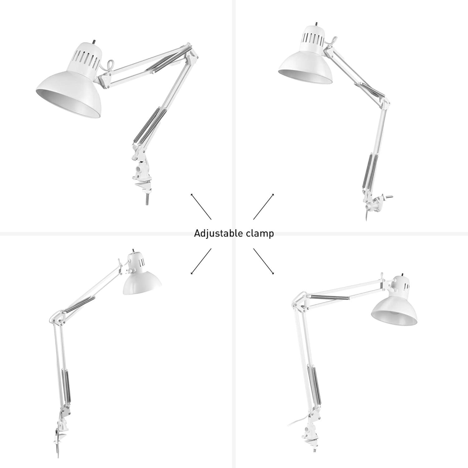 Globe Electric Architect 31.5" Glossy White Swing Arm Clamp-On Desk Lamp, 52847