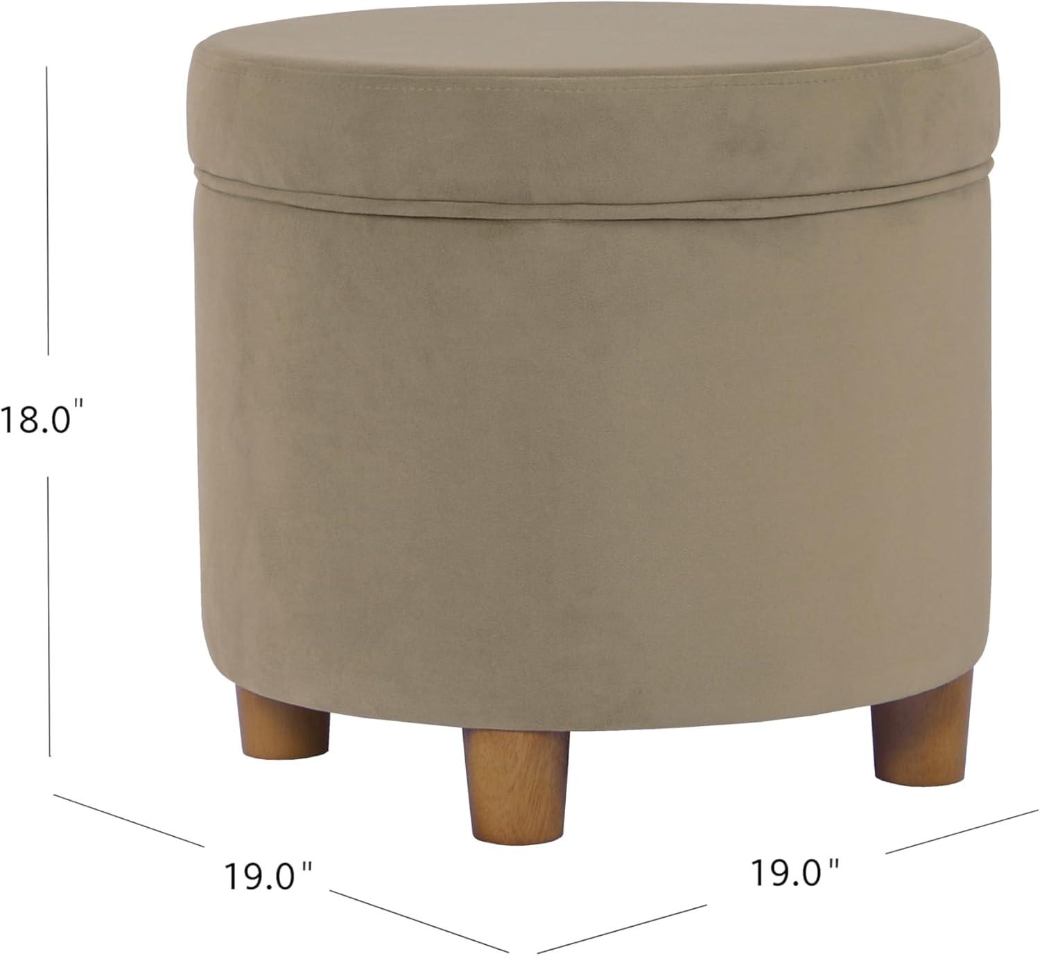 HomePop Round Storage Ottoman, Fawn Velvet