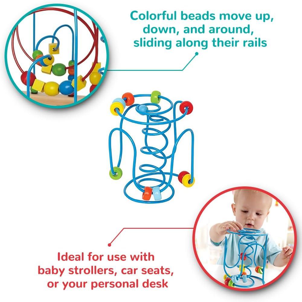 Hape: Spring-A-Ling - Wooden Beads & Blue Spiral Wire Maze, Ages 6mo+