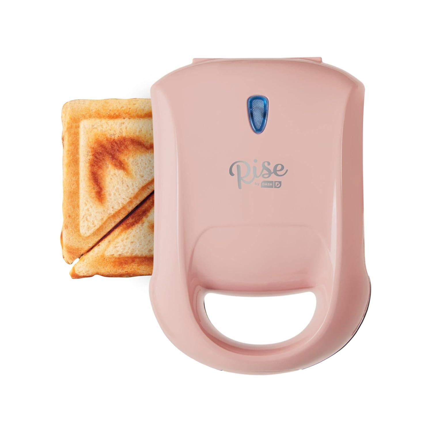 Rise By Dash Compact Pocket Electric Sandwich Maker, Toasting, Omelets & More, Non-Stick Surfaces - Pink