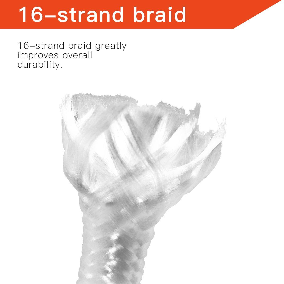 Anley 50 Ft Flag Halyard Rope (1/4 In), Suitable for Climbing, Swing, Camping Tent, Clothesline and Boats - Double Braided, Compatible with Flagpoles Up To 25 Feet (White)