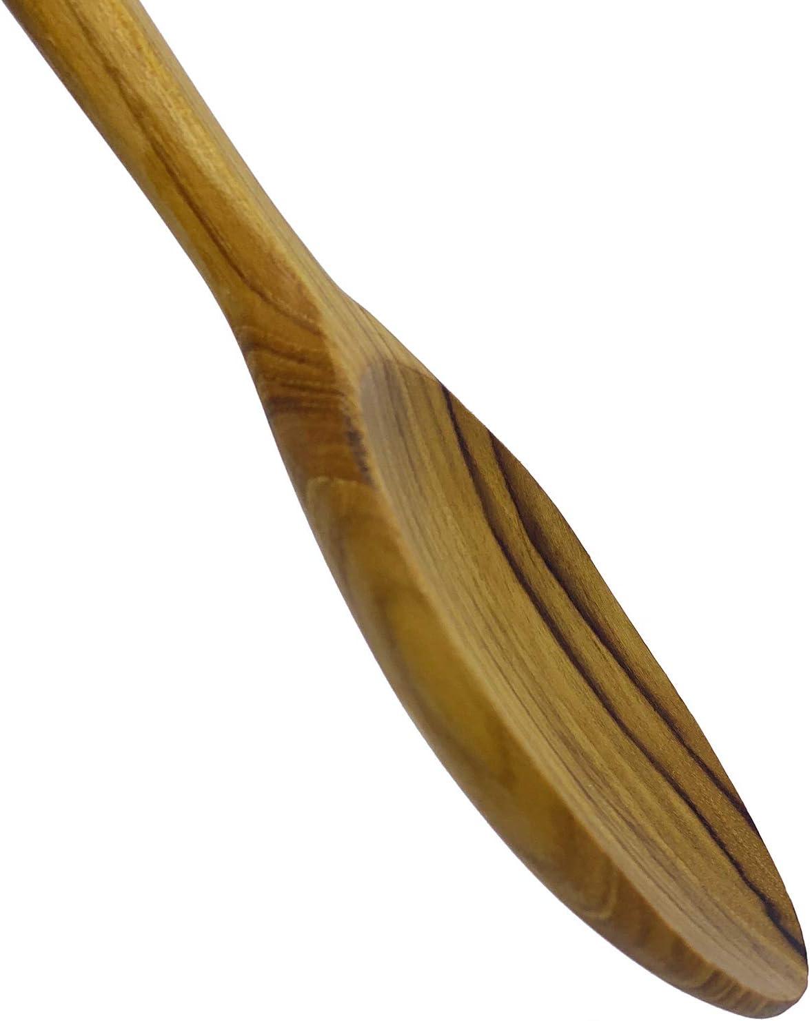 FAAY 12.5 Inch Wood Utensil Set (2 PCS), Teak Wooden Right Hand Spatula & Flat Spoon, 100% Natural from High Moist Resistance Teak Wood, Healthy Wooden Spoon Spatula for Non Stick Cookware