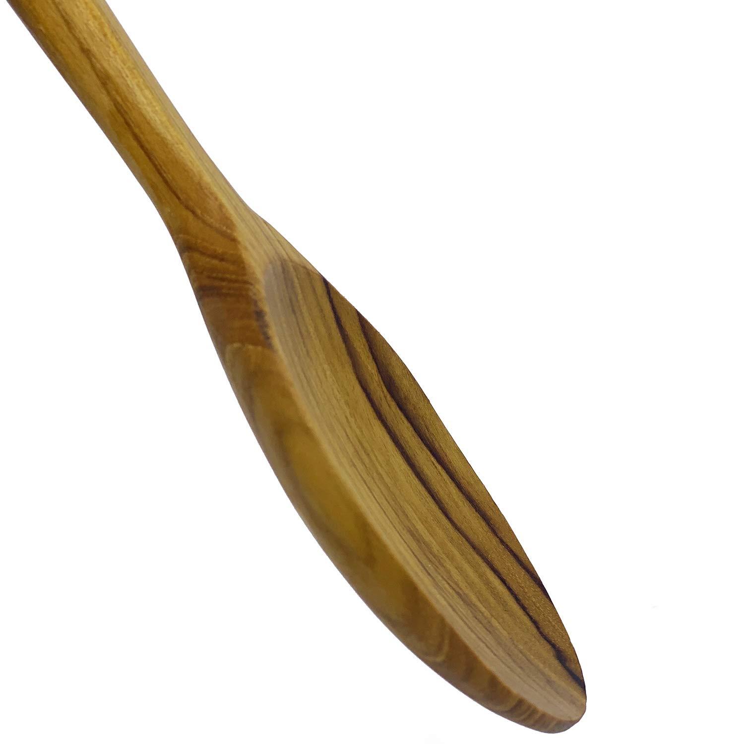 FAAY 12.5 Inch Wood Utensil Set (2 PCS), Teak Wooden Right Hand Spatula & Flat Spoon, 100% Natural from High Moist Resistance Teak Wood, Healthy Wooden Spoon Spatula for Non Stick Cookware