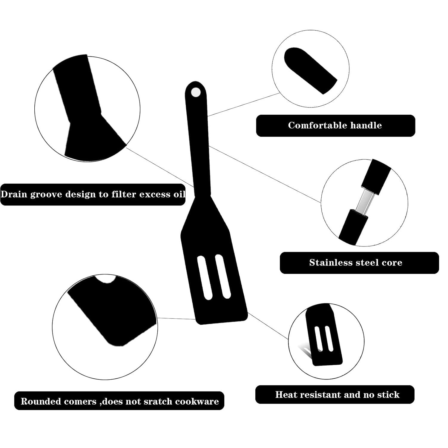 Mini Brownie Serving Spatula, Cookie Silicone Spatulas Flexible Nonstick Silicone Serve Turner Heat-Resistant for Flip Egg in Small Frying Pan Cookie Batter Cookware Cooking Baking