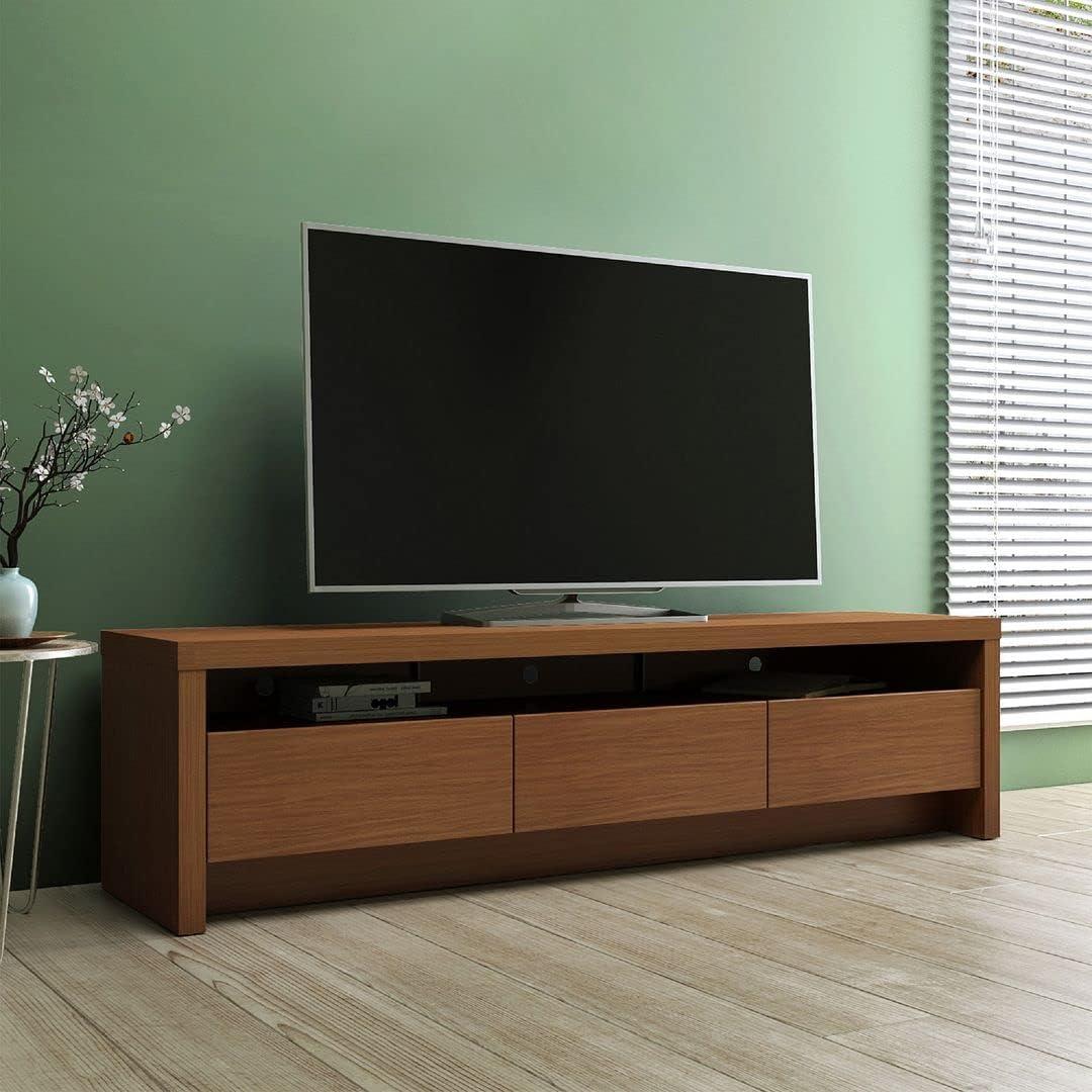 Sylvan TV Stand for TVs up to 60" Cream - Manhattan Comfort: Modern Media Console with Storage, Cable Management