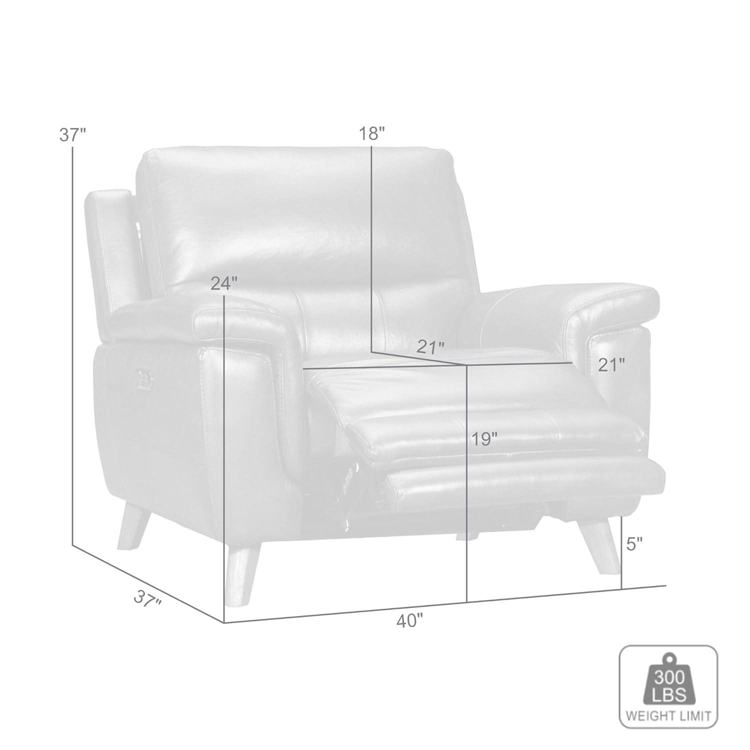 Armen Living Lizette 40" Leather Power Recliner with USB in Brown