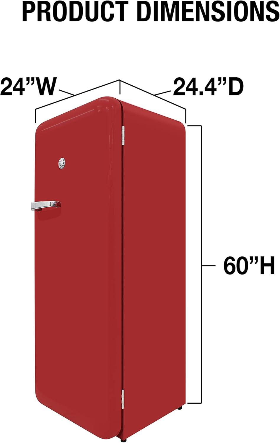 Brama 9.2 Cu.Ft. Retro Red Top-Freezer Refrigerator with Solid Steel Door