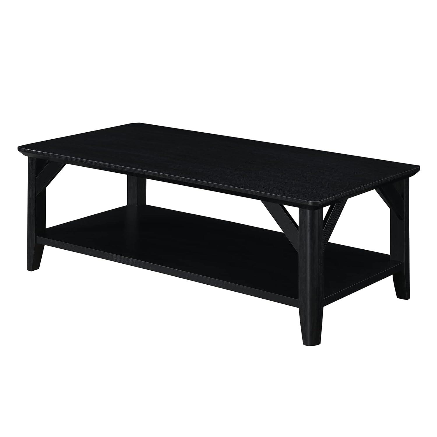 Convenience Concepts Storage Particle Board Coffee Table with Shelf, Black