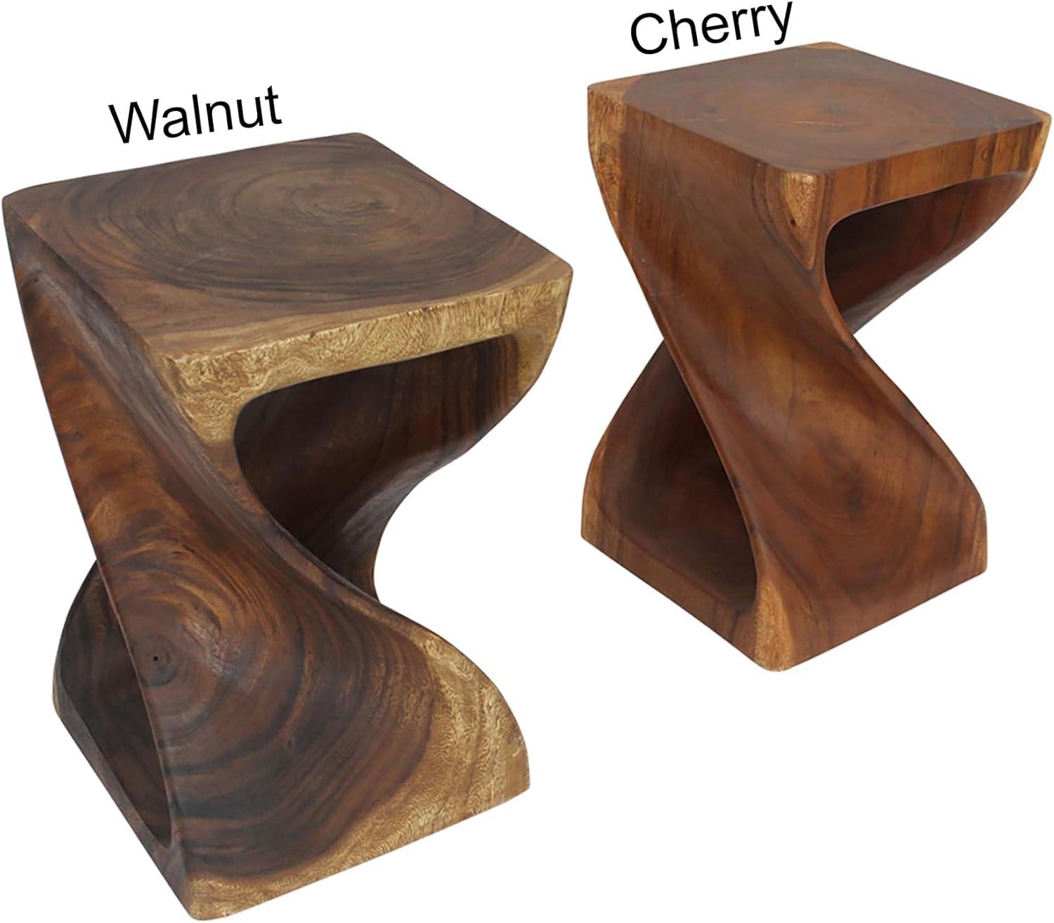 Haussmann® Wood Twist End Table 15 x 15 x 23 inch High Walnut Oil